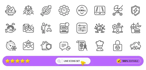 Baby Carriage Filter Recovery Ssd Line Icons Web App Pack — Stock Vector