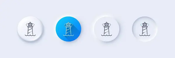 Ikona Linii Latarni Morskiej Neumorficzny Niebieski Gradient Przyciski Pin Znak — Wektor stockowy