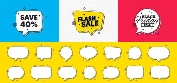 Percent Tag Flash Sale Chat Speech Bubble Sale Discount Offer — Stock Vector
