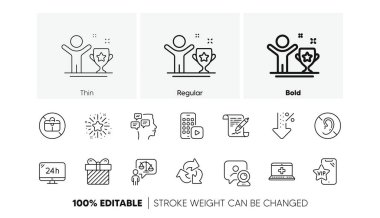 El çantası yok, 24 saat hizmet ve telefon uygulaması simgeleri. İşitme Yok, Mesajlar, Geri Dönüşüm simgesi. Parıldayan yıldız, Vip telefon, tıbbi yardım fotoğrafı. Düşük yüzde, anlaşma belgesi, avukat. Vektör