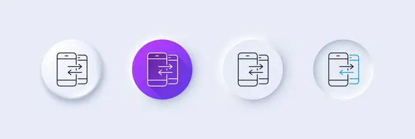 Teléfono Icono Línea Comunicación Neumorfa Gradiente Púrpura Botones Pin Señal — Vector de stock