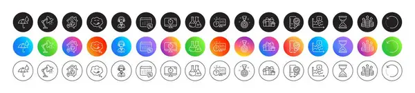 Winner Reward Seo Timer Holiday Presents Line Icons Icon Gradient — Stock Vector