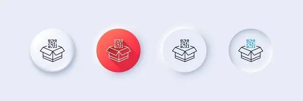 Kod Satırı Simgesi Neumorfik Kırmızı Gradyan Boyutlu Iğne Düğmeleri Barkod — Stok Vektör