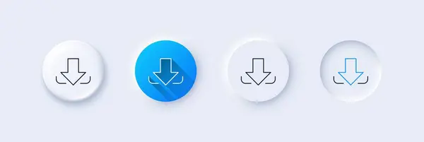 Télécharger Icône Ligne Flèche Neumorphique Dégradé Bleu Boutons Broches Symbole — Image vectorielle