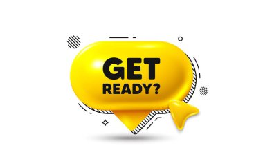 Konuşma kabarcığı 3d simgesine tıklayın. Etiketi hazırla. Özel teklif işareti. Reklam indirimleri sembolü. Sohbet teklifini hazırla. Konuşma balonu pankartı. Mesaj kutusu balonu. Vektör