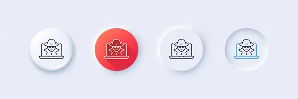 Fraud Line Icon Neumorphic Red Gradient Pin Buttons Spy Thief — Stock Vector