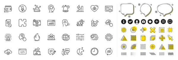 Set Moon Yoga Podcast Line Icons Web App Design Elements — Stock Vector