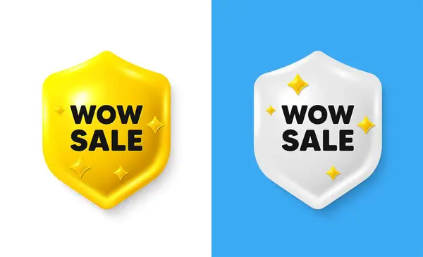 Wow Sale Tag Shield Icon Banner Text Box Special Offer — Stock Vector