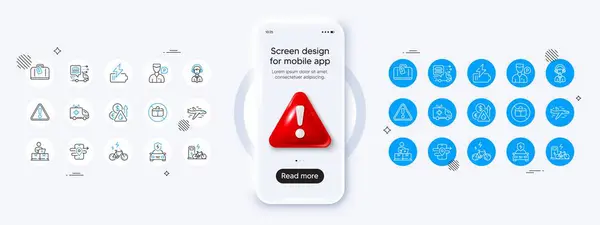 Akku Online Speicher Und Warnleitungssymbole Telefon Attrappe Mit Gefahrensymbol Treibstoffpreis — Stockvektor