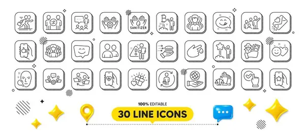 Leadership Star Food Delivery Line Icons Pack Design Elements People — Stock Vector