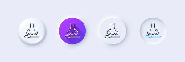Nasal Swab Test Line Icon Neumorphic Purple Gradient Pin Buttons — Stock Vector