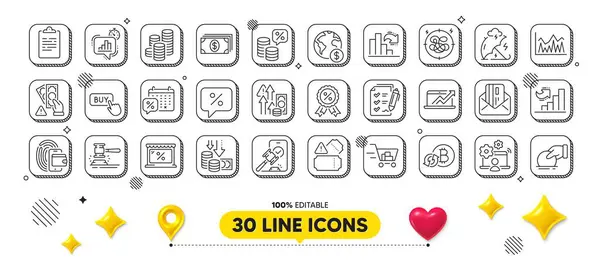 Deflation Survey Checklist Clipboard Line Icons Pack Design Elements Shopping — Stock Vector