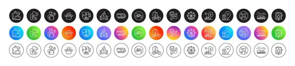 Parking Security Bike Timer Elevator Line Icons Icon Gradient Buttons — Stock Vector