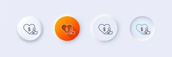 Volunteer Care Line Icon Neumorphic Orange Gradient Pin Buttons Online — Stock Vector