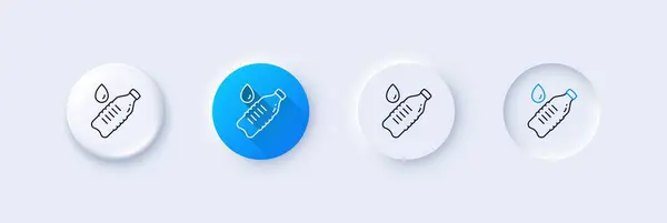 Water Bottle Line Icon Neumorphic Blue Gradient Pin Buttons Clean — Stock Vector