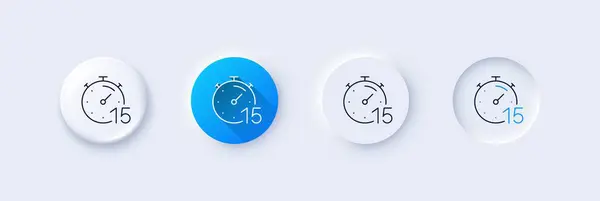 Temporizador Minutos Icono Línea Neumorfa Gradiente Azul Botones Pin Señal — Archivo Imágenes Vectoriales