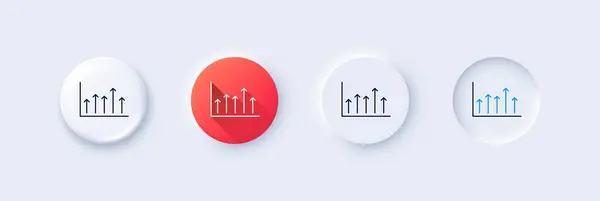 Icono Línea Gráfico Crecimiento Neumorfa Gradiente Rojo Botones Pin Signo Vectores de stock libres de derechos