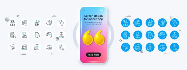 Move Gesture Messages Download App Line Icons Phone Mockup Quotation — Stock Vector