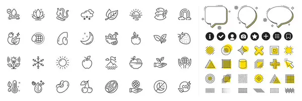 Set Worms Snow Weather Sunrise Line Icons Web App Design — Stock Vector