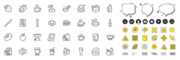 Set Beans Beer Glass Grilled Sausage Line Icons Web App Royalty Free Stock Vectors