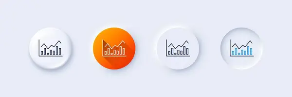 Financial Chart Line Icon Neumorphic Orange Gradient Pin Buttons Economic Stock Vector