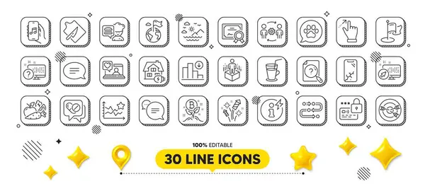 Cutting Board Text Message Music App Line Icons Pack Design — Stock Vector