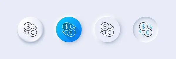 Currency Exchange Line Icon Neumorphic Blue Gradient Pin Buttons Dollar Vector Graphics