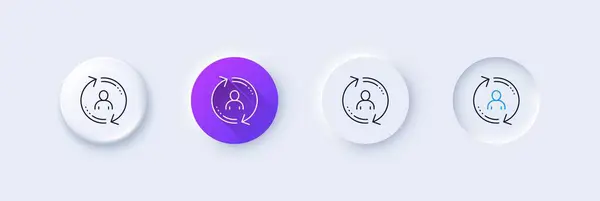 Refresh User Info Line Icon Neumorphic Purple Gradient Pin Buttons Vector Graphics