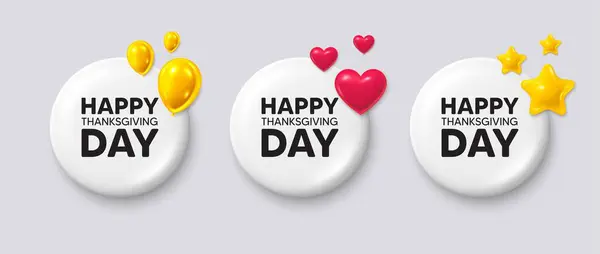 White Buttons Icons Happy Thanksgiving Tag Happy Family Holiday Message Stock Vector