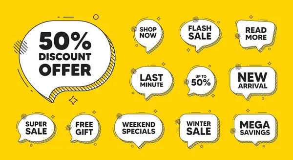 Offer Speech Bubble Icons Percent Discount Tag Sale Offer Price Vector Graphics