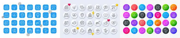 Smile Face Puzzle Gift Dream Line Icons Square Gradient Pin Royalty Free Stock Illustrations