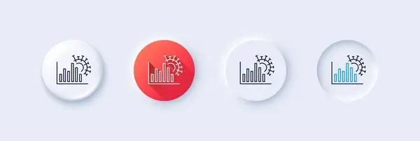 Coronavirus Statistics Line Icon Neumorphic Red Gradient Pin Buttons Covid Royalty Free Stock Vectors