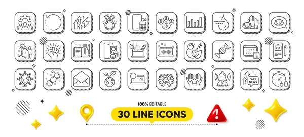 Green Energy Planet Chemistry Dna Line Icons Pack Design Elements — Stock Vector
