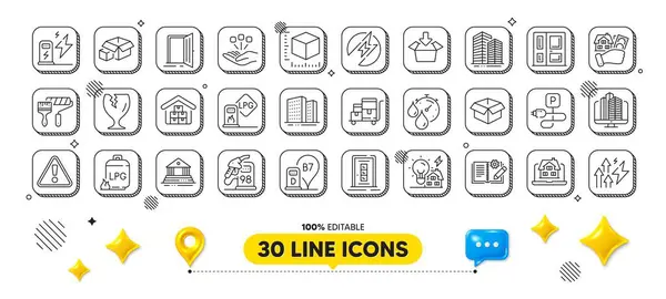 Petrol Station Engineering Documentation Realtor Line Icons Pack Design Elements Royalty Free Stock Illustrations