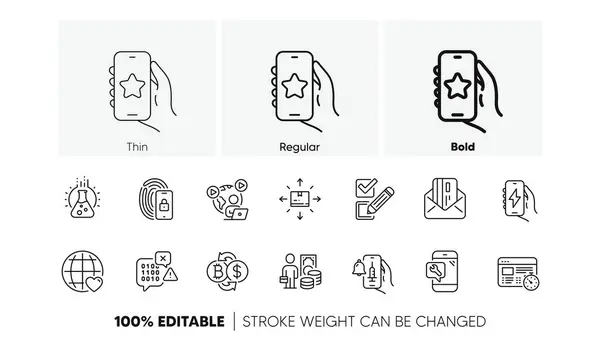 stock vector Lock, Favorite app and Chemistry lab line icons. Pack of Vaccine announcement, Credit card, Video conference icon. Bitcoin exchange, Binary code, International love pictogram. Line icons. Vector