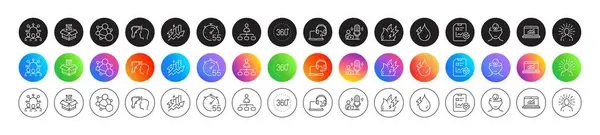 Management Hydroelectricity 360 Degrees Line Icons Icon Gradient Buttons Pack — Stock Vector