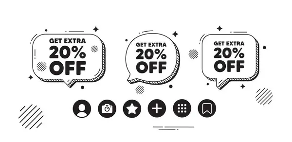 Get Extra Percent Sale Speech Bubble Offer Icons Discount Offer Vector Graphics