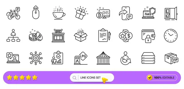Fake Internet Bitcoin Open Door Line Icons Web App Pack Royalty Free Stock Vectors