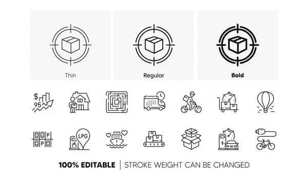 Charging Station Delivery Bike Delivery Line Icons Pack Air Balloon Stock Illustration