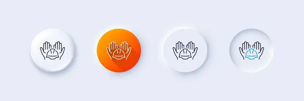 Icono Línea Unión Constructores Neumorfa Gradiente Naranja Botones Pin Atención Vector De Stock