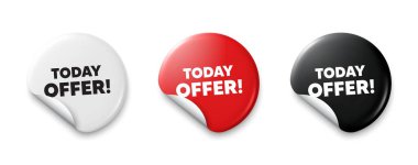 Bugün etiket teklif et. Fiyat etiketi ve teklif mesajı. Özel satış fiyatı tabelası. Reklam indirimleri sembolü. Etiketli afişler. İndirim etiketi. Vektör