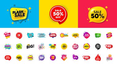 En iyi indirimli pankart. Fiyat indirimi etiketleri. Kara Cuma özel teklif etiketleri. Flaş indirimli balon kuponu. Promosyon indirimli afiş şablonları tasarımı. Teklif etiketi al, yüzde 50 indirim. Vektör