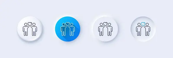 Amigos Pareja Línea Icono Neumorfa Gradiente Azul Botones Pin Signo Ilustración De Stock