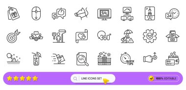 Web uygulaması için çark, belge kutusu ve Arama dosya satırı simgeleri. Bir paket teslimat arabası, takım çalışması, resim ikonları. Cilt nemlendirme, risk yönetimi, otel tabelaları. Köpek tasması. Arama barı. Vektör