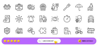 Köpek yarışması, Bike and Medical web uygulaması için çizgi simgeleri analiz ediyor. Surat Paketi onaylandı, İnşaatçılar Birliği, Seo vites ikonları. Sayı yap, Sağlık Gözü, Liderlik işaretleri. QR kodu. Arama barı. Vektör