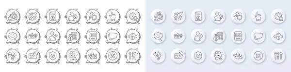 stock vector Cursor, Education idea and Best result line icons. White pin 3d buttons, chat bubbles icons. Pack of Fake news, Refer friend, Improving safety icon. Vector