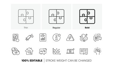 Toparlanma eşiği, Bilgi ve Kolesistekol çizgi simgeleri. Bir paket teknik bilgi, tıbbi şırınga, 5G not defteri ikonu. Güçlendir, Şimşek, Piktogramı incele. VR, Rapor belgesi, Dot arsası. Vektör