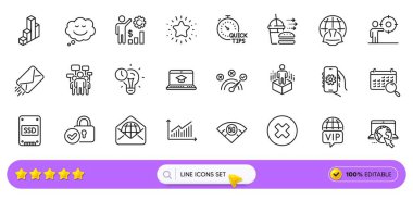 Web uygulaması için kapatma düğmesi, Uygulama ayarları ve Ssd satır simgeleri. Grafik paketi, çalışanların zenginliği, web sitesi eğitim ikonları. Seçim kampanyası, doğru cevap, yemek dağıtım tabelaları. Arama barı. Vektör