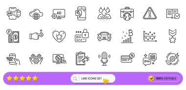 Kazanan madalya, yiyecek teslimatı ve web uygulaması için onaylanmış belge satışı simgeleri. Bir paket su geçirmez, çevrimiçi alışveriş, çalışanların el resimli resimleri. Uyarı, Artırılmış Gerçeklik, Kilit İşaretleri. Vektör