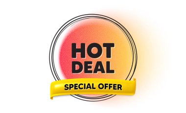 Ateşli anlaşma etiketi. El çizimi yuvarlak çerçeve gradyan afişi. Özel fiyat tabelası. Reklam indirimleri sembolü. Ateşli kurdele mesajı. 3D tırnak işareti. Mesaj balonu. Vektör